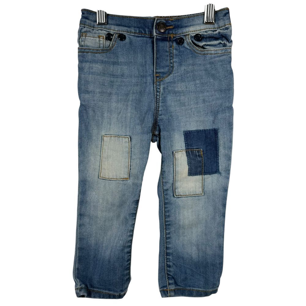 Baby B'gosh Patched Light Wash Denim Jeans Elastic Waist Casual Play Pants 24M